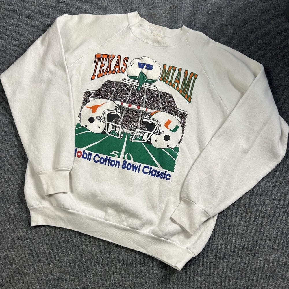Vintage Texas Longhorns Miami Hurricanes Sweatshirt Mens XL NCAA Football 90s